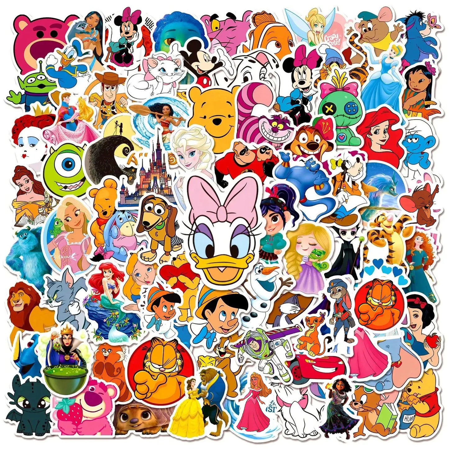 100Pcs Disney Mixed Cartoon Stickers Mickey Decals DIY Laptop Luggage Phone Motorcycle Waterproof Sticker Children Toy