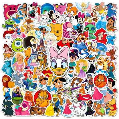 100Pcs Disney Mixed Cartoon Stickers Mickey Decals DIY Laptop Luggage Phone Motorcycle Waterproof Sticker Children Toy