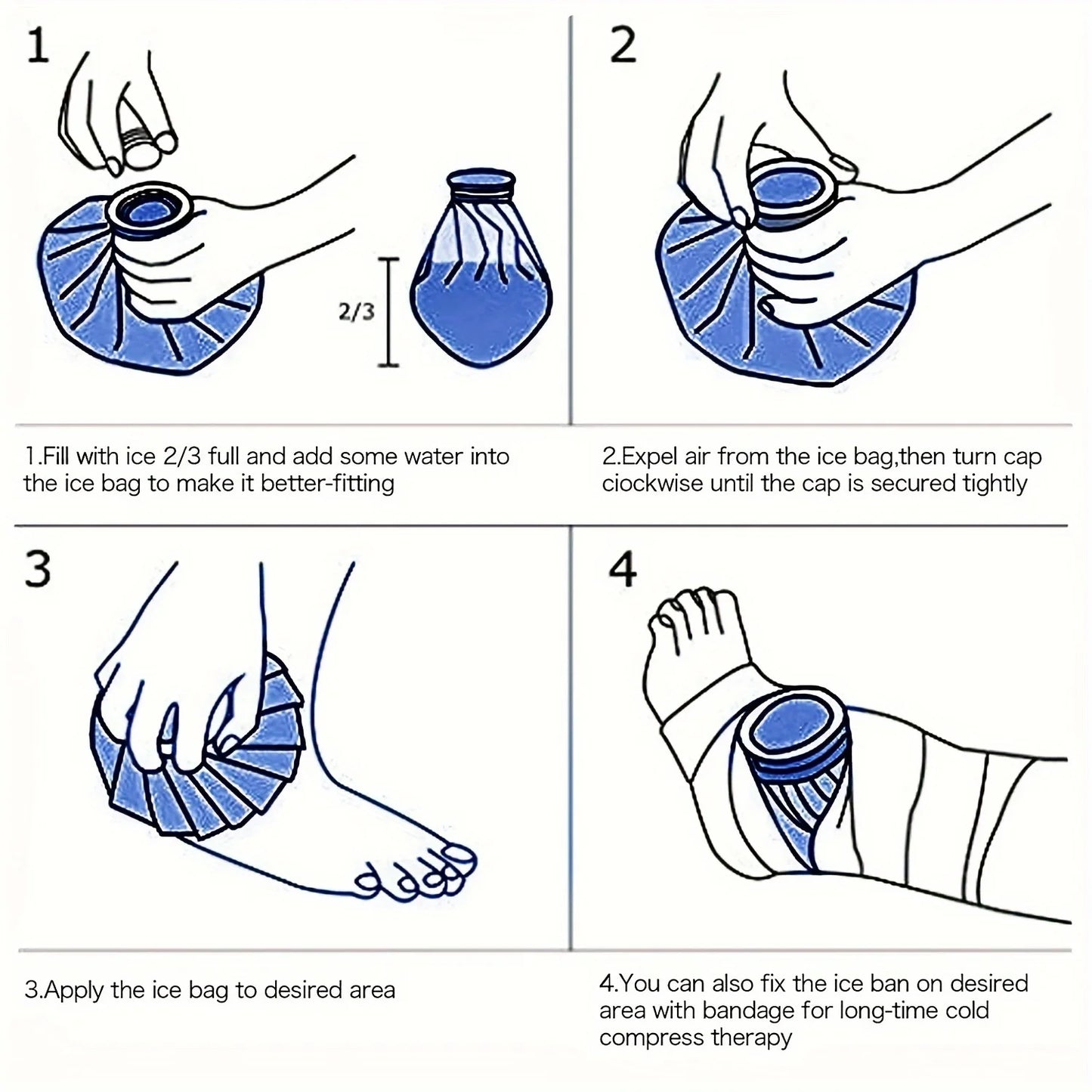 Cooler Bags Reusable Ice Bag Set for Pain Relief 6" 9" 11" Size Cotton Material Heat Pack for Knee, Head, Leg - Versatile Cold
