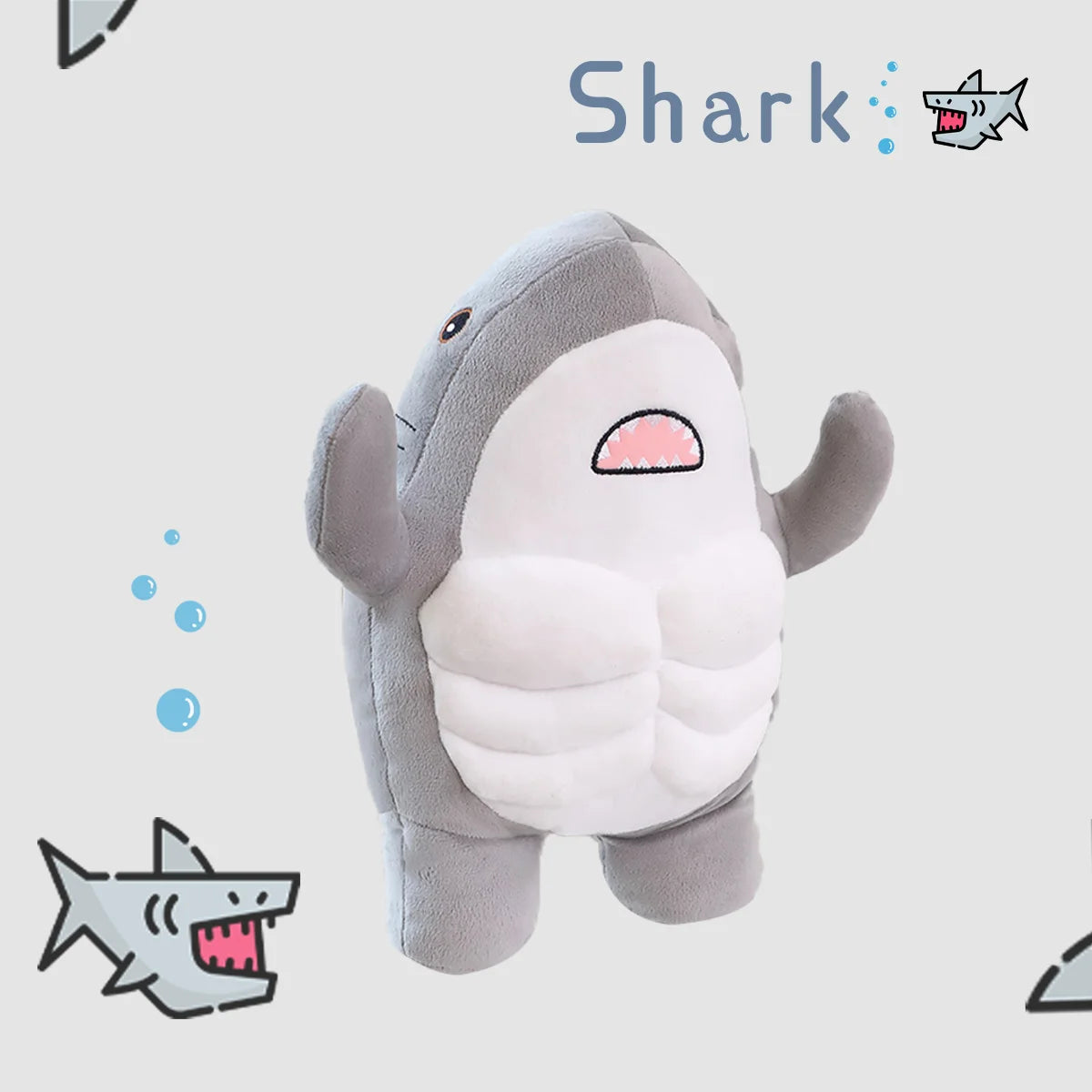 35cm Muscle Shark Plush Toys Stuffed Ocean Whale Fish Stuffed Animals Soft Plushie Dolls Kids Birthday Gifts Valentine's Day