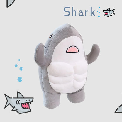 35cm Muscle Shark Plush Toys Stuffed Ocean Whale Fish Stuffed Animals Soft Plushie Dolls Kids Birthday Gifts Valentine's Day