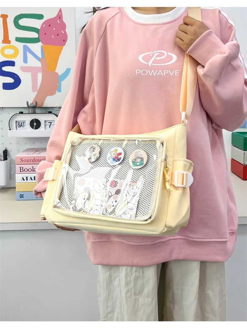 College Style Crossbody Bag with Large Capacity for Class Book Carrying Mailman Bag for Girls Casual Shoulder Crossbody Bag