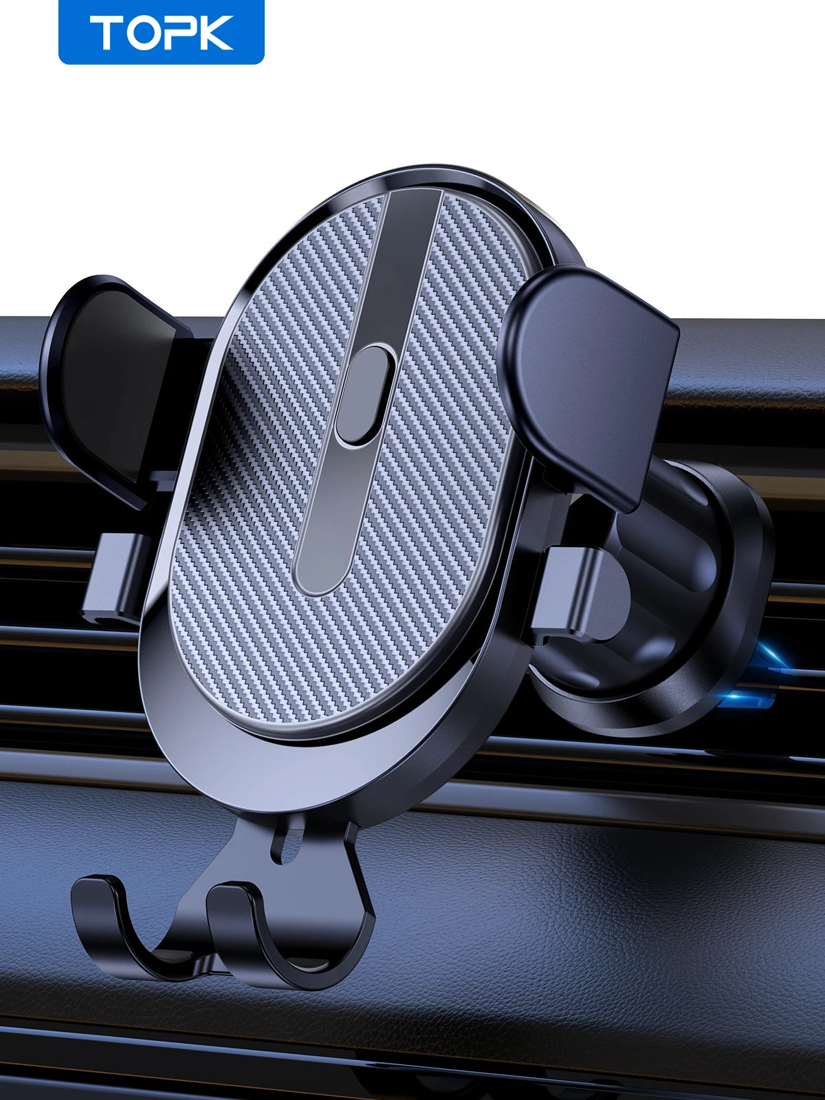 Car Phone Holder Mount, TOPK [2023 Upgrade Auto Locking] Universal Phone Holder with Hook Clip for Car Air Vent