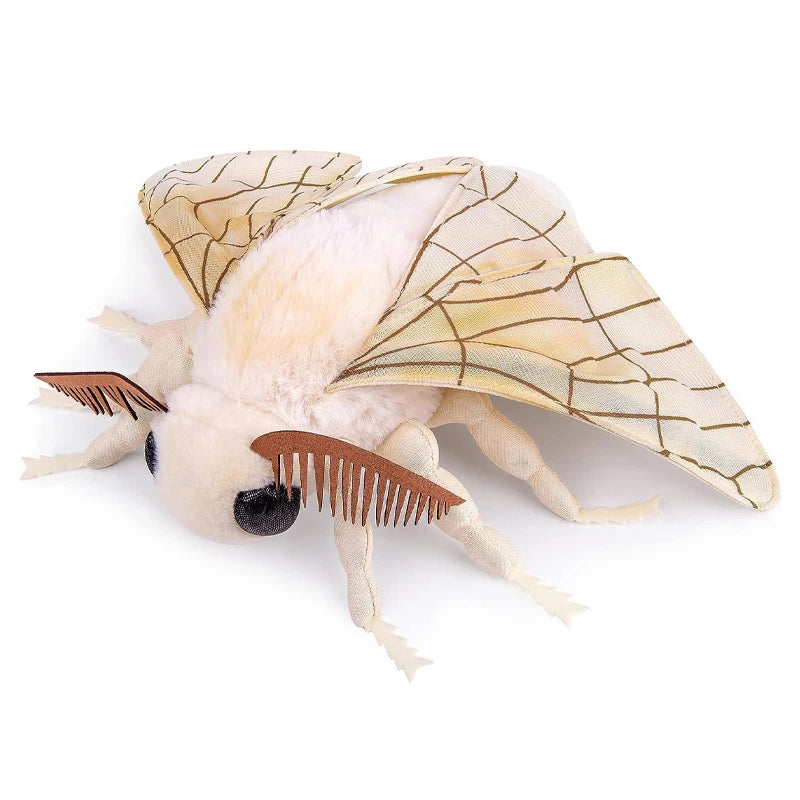 Soft Silkworm Moth Plush Toy Cute Simulated Insect Animal Exquisite Fuzzy Winged Bug Decorative Ornament Kids Gift Home Decor