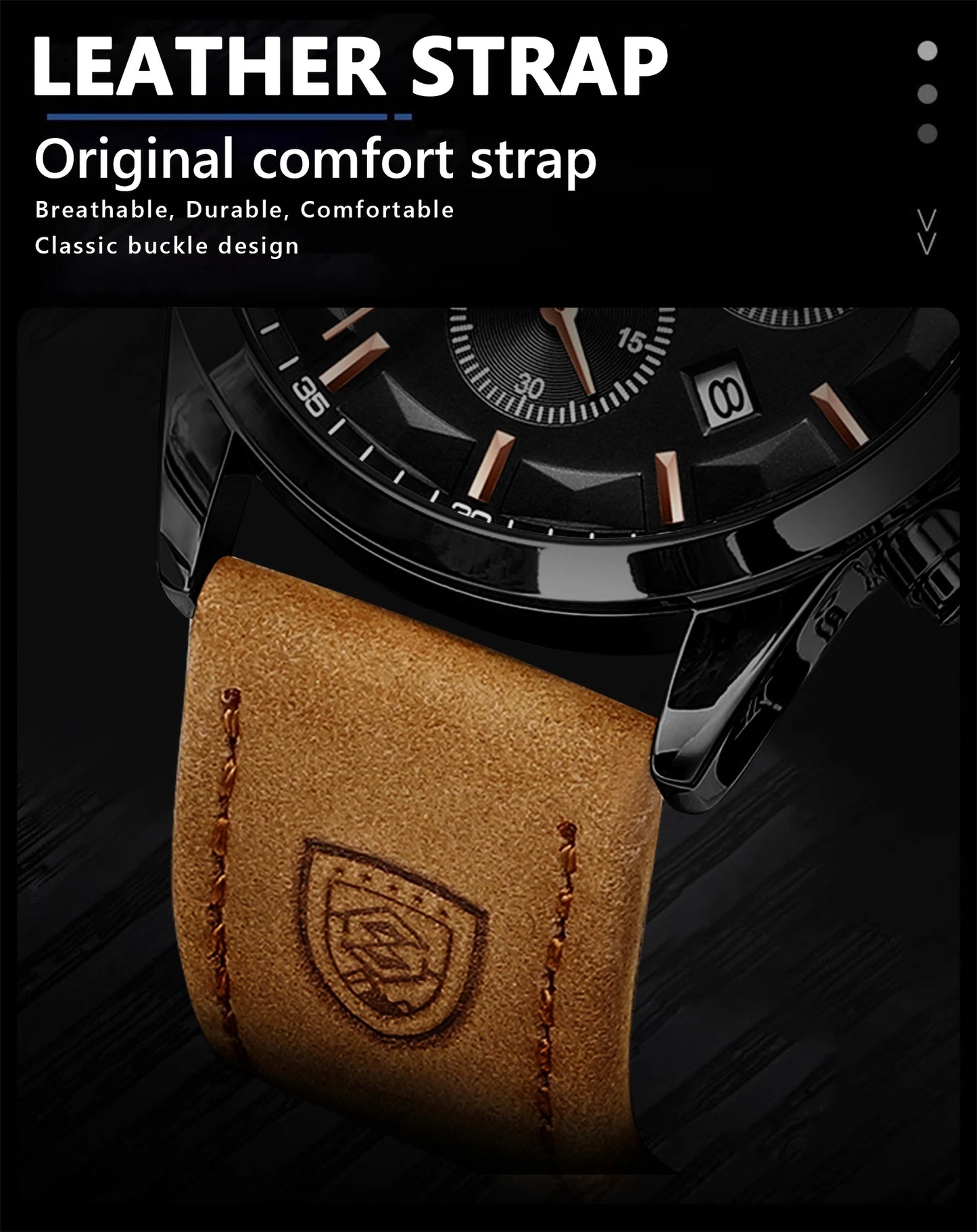 POEDAGAR Original Military Men Clock Waterproof Luminous Leather Quartz Man Watch Chronograph Date Luxury Business Men's Watches