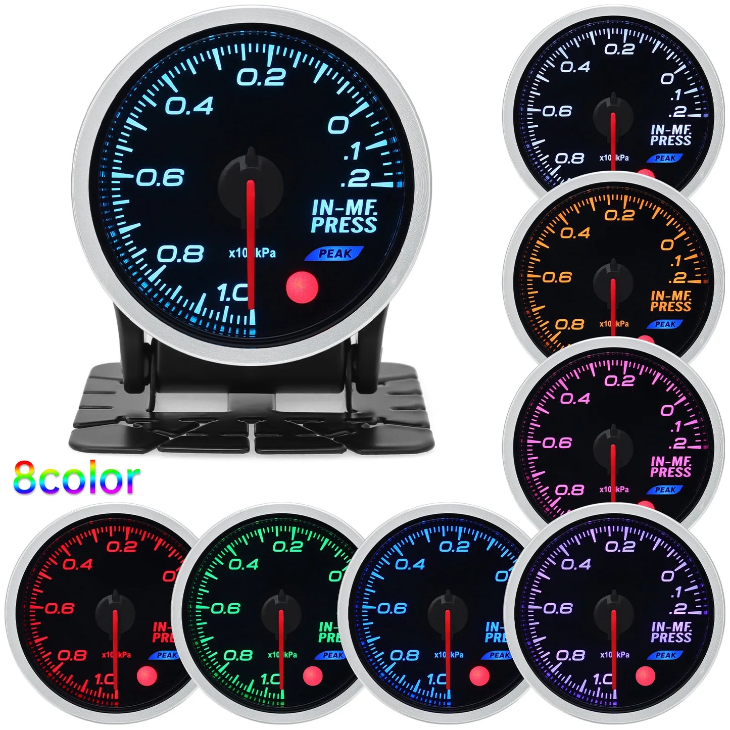 Universal Auto 12V 52mm 8 Color Racing Car Oil Pressure Water Oil Temp EGT Exhaust Temp Turbo Boost Tachometer Gauge Meter