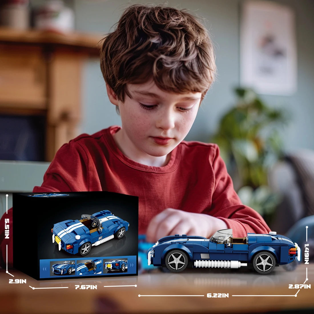 312PCS Blue Sport Car Building Block Set Creative City Vehicle Diy Car Model Bricks Desktop Display Puzzle Toys Holiday Gifts