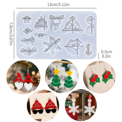 Christmas Silicone Resin Earring Molds with Holes Jewelry Pendant Mold Halloween DIY Ornaments Bracelet Gifts Macking Mould Kit
