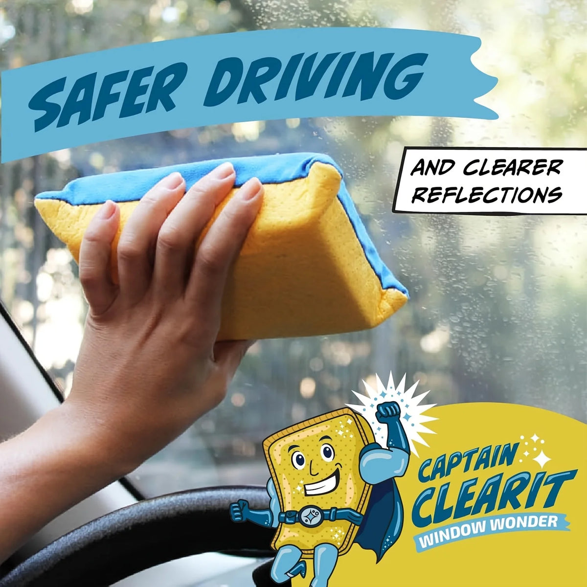 Large size super absorbent anti fog sponge, suitable for cars, mirrors, glass, etc. - easy to clean, universal cleaning tool