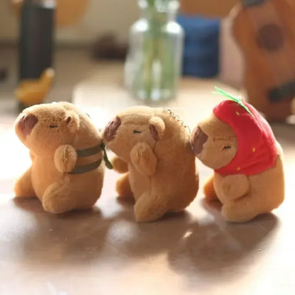 Capybara Plush Toy Kawaii Stuffed Animals Fluffy Capybara With Strawberry Tortoise Slap Bracelet keychain Birthday Gift