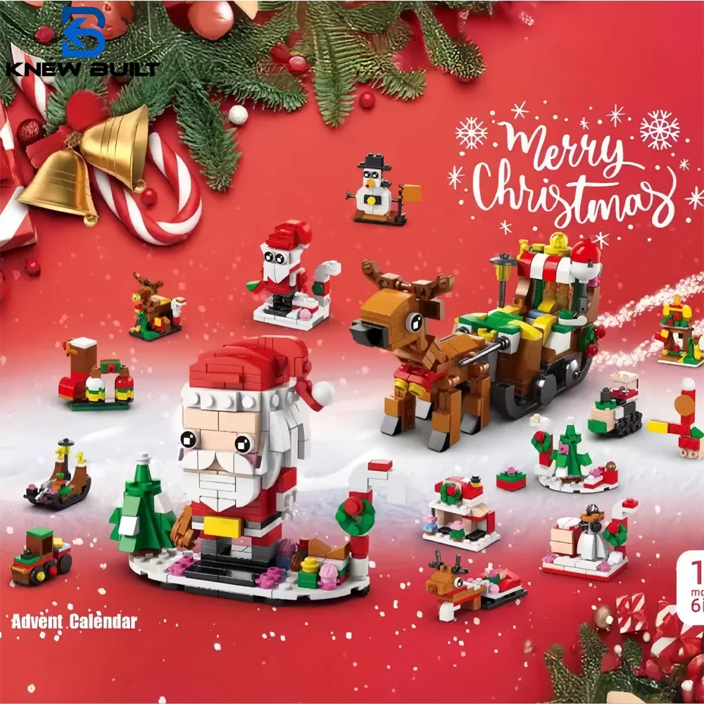 Knew Built Christmas Gift Building Blocks Toys - Fun Blind Box Game Santa Christmas Tree Train Reindeer Shoes - Perfect for Kids