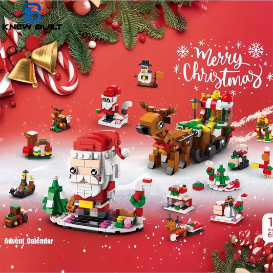 Knew Built Christmas Gift Building Blocks Toys - Fun Blind Box Game Santa Christmas Tree Train Reindeer Shoes - Perfect for Kids