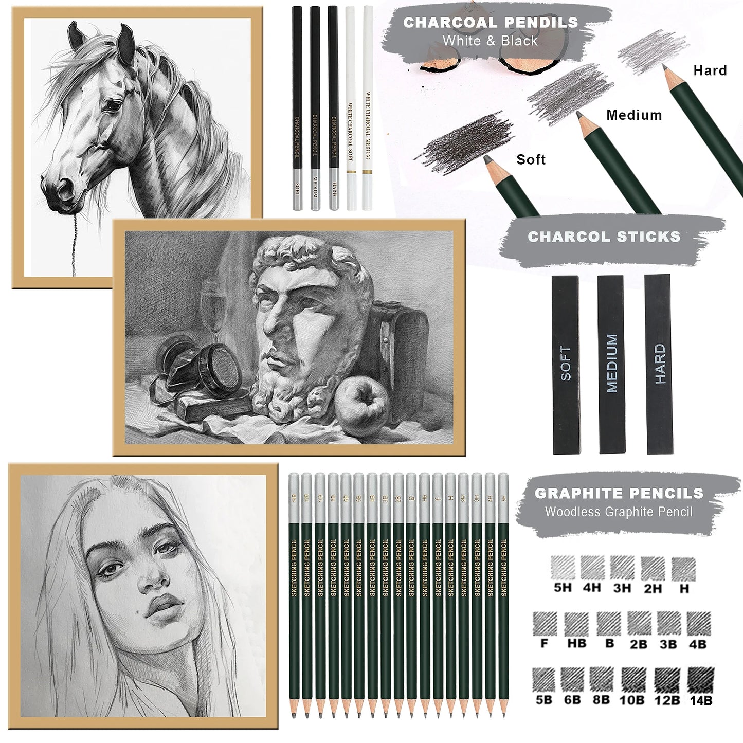 12/20/25/54/70 pcs Drawing Sketching Coloring Set Drawing Pencils & Sketching Kit Art Tool Kit Professional Art Supplies Set