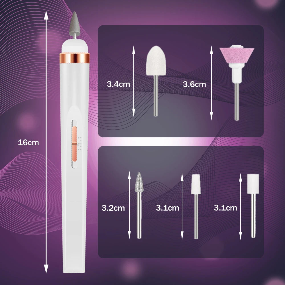 YIKOOLIN 5 in 1 Electric Nail Polish Drill Machine USB Charge Portable Manicure Set  Exfoliation and Polishing for Nail Salon