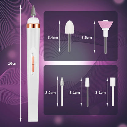 YIKOOLIN 5 in 1 Electric Nail Polish Drill Machine USB Charge Portable Manicure Set  Exfoliation and Polishing for Nail Salon