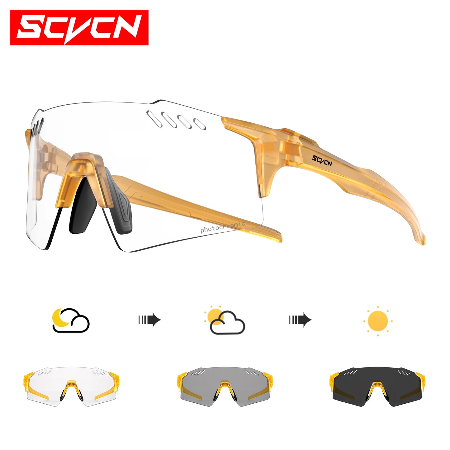 SCVCN Photochromic Cycling Sunglasses Men MTB Cycling Glasses Women Road Bike Glasses Outdoor Bicycle Sunglasses