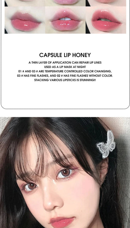 Shuiguang capsule lip honey kit moisturizes and moisturizes the mirror surface sparkling colorless transparent glass lip oil