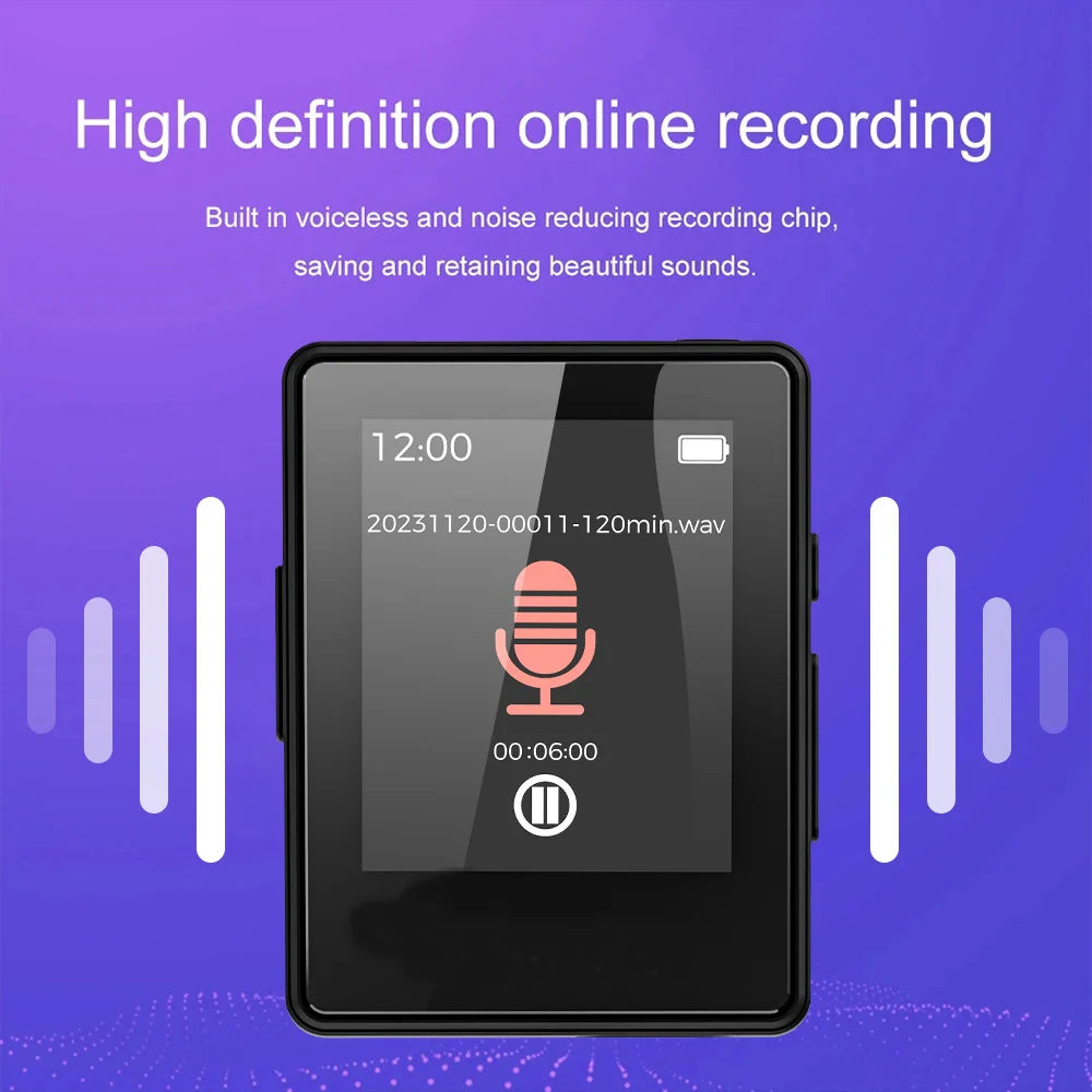 Portable Bluetooth 5.0 MP3 Player With LED Screen Music Stereo Speaker Mini MP4 Video Playback FM Radio Recording For Walkman