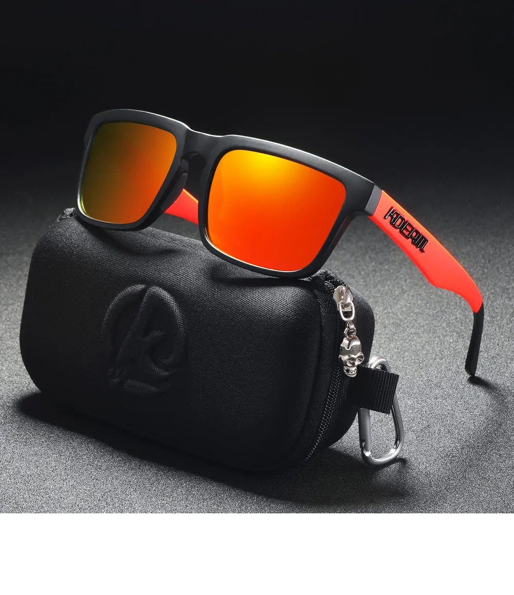 KDEAM Men's Polarized Sunglasses Square Casual Outdoors Sun Glasses Women Unisex Sunglass For Couple With Zipper Case