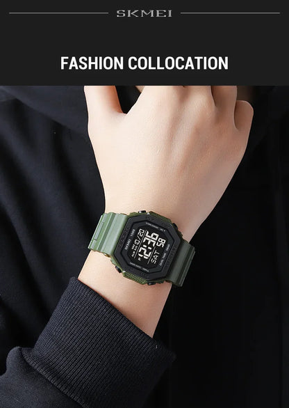 SKMEI 1988 Digital Sport Watch for Men LED Display Military Countdown Military Wristwatches Waterproof Mens Reloj Hombre 1628