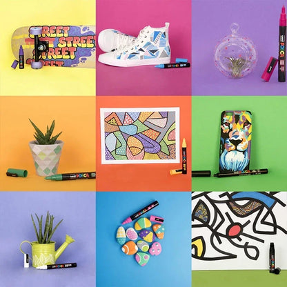 Uni Posca Full Marker PC-1M 3M 5M Multi-Colours Acrylic Permanente Rotulador Poster Graffiti Painting Pen For Fabric Rock Metal
