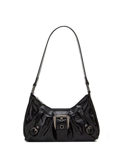 Shoulder Bags Y2K Retro Style Shoulder Bag, Maillard Pleated Rivet Armpit Bag, Fashionable Ladies Cool Leather Shoulder Bag