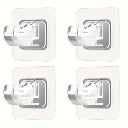 Self Adhesive Curtain Rod Holder, Adjustable Rod Bracket, Curtain Hook, No Drill and Nail Free Rod Hanger Wall Mount Hooks