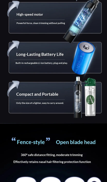 Portable Nose Ear Hair Trimmer Electric Clipper for Men Women Rechargeable Painless Hair Removal Kit