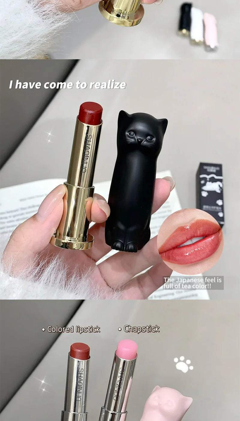 SHAQINUO Meowoqinqin Moisturizing Color Lip Balm, anti-dryness and crack fade lip lines Student Moisturizing lipstick