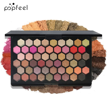 POPFEEL 54-Color Eyeshadow Palette - Versatile Earth Tones & Vibrant Rainbow Shades in One Compact - Create Endless Makeup Looks