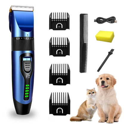 Professional Pet Hair Clipper Rechargeable Dog Cat Trimmer Battery Display Grooming Haircut Low Noice Razor Dog Hair Clipper