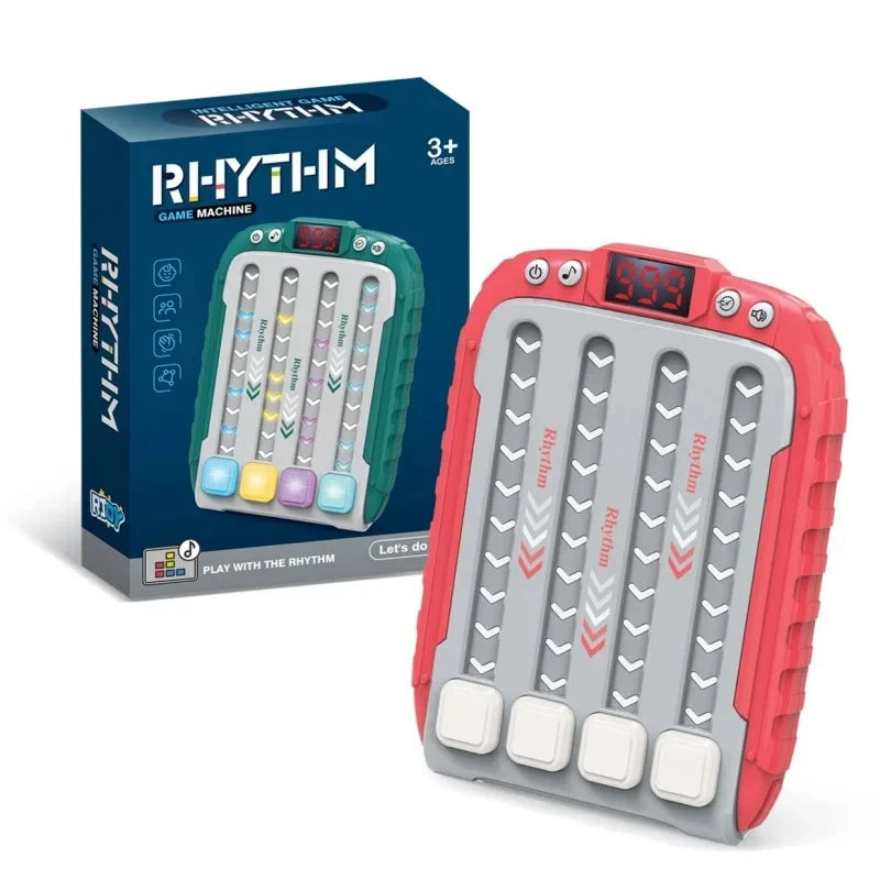 Montessori Electronic Music Rhythm Puzzle Game Machine - Travel Light-Up Sensory Fast-Push Table Game for Educational Fun