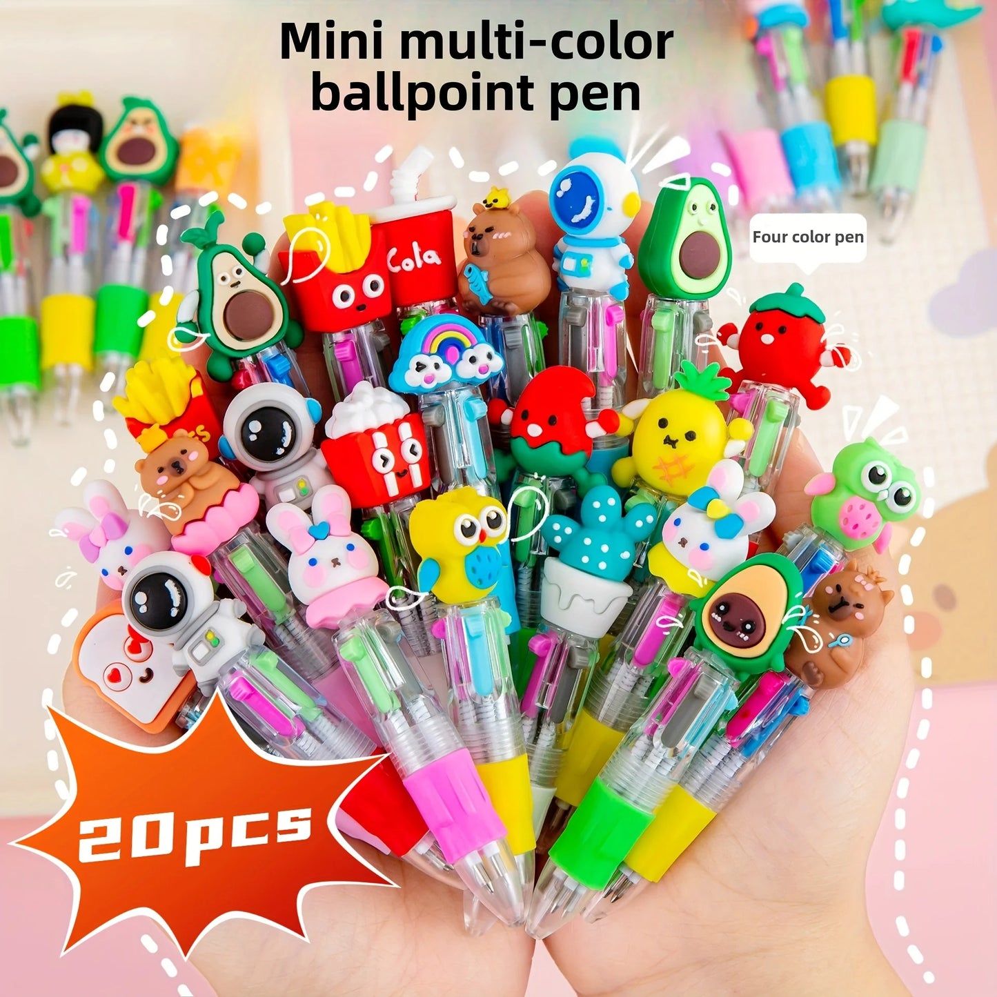 5-20Pcs/Lot Cute Cartoon 4 Color Mini Ballpoint Pen KawaiiUnicorn Flamingo Retractable Stationery Gift SchooOoffice Supplies
