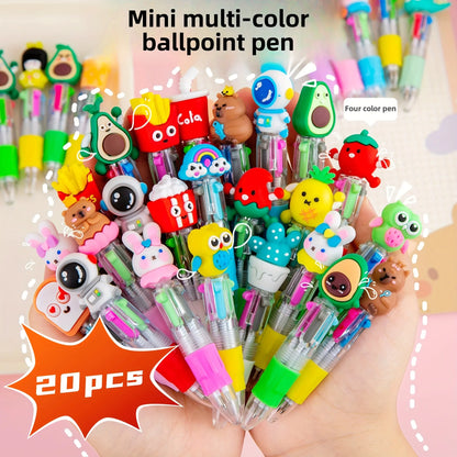5-20Pcs/Lot Cute Cartoon 4 Color Mini Ballpoint Pen KawaiiUnicorn Flamingo Retractable Stationery Gift SchooOoffice Supplies