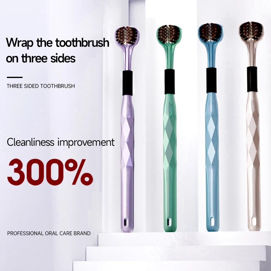 3D Manual Toothbrush 2/4pcs Three sided U-shaped Soft Toothbrush for Comprehensive Oral Cleaning for Adults,Couples, Families