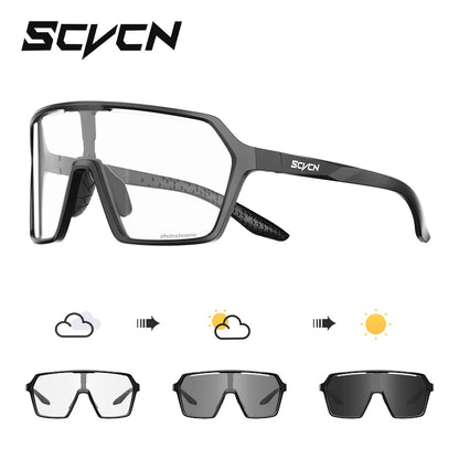 SCVCN Photochromic Cycling Sunglasses Outdoor Cycling Road Mountain Bike Glasses Men and Women Casual Hiking Windproof Glasses