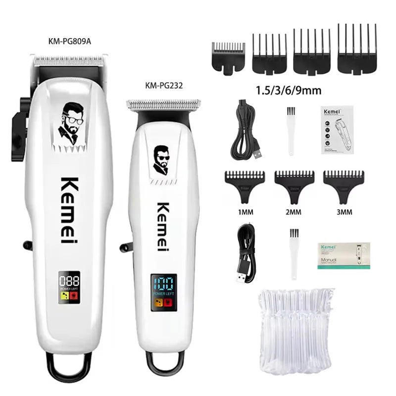 Kemei KM-PG809A KM-PG232 KM-3382 Professional Hair Clipper Set USB Charging Rechargeable Electric Shaver Cordless Beard Trimmer