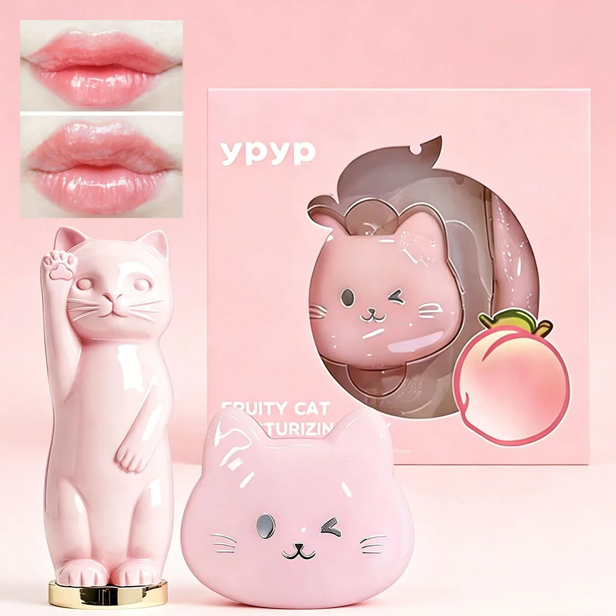 YpYp Fruity Cat Moisturizing Sheath Box Cute Cat Lipstick Lip Mask Moisturizing Maintenance Color Makeup Set