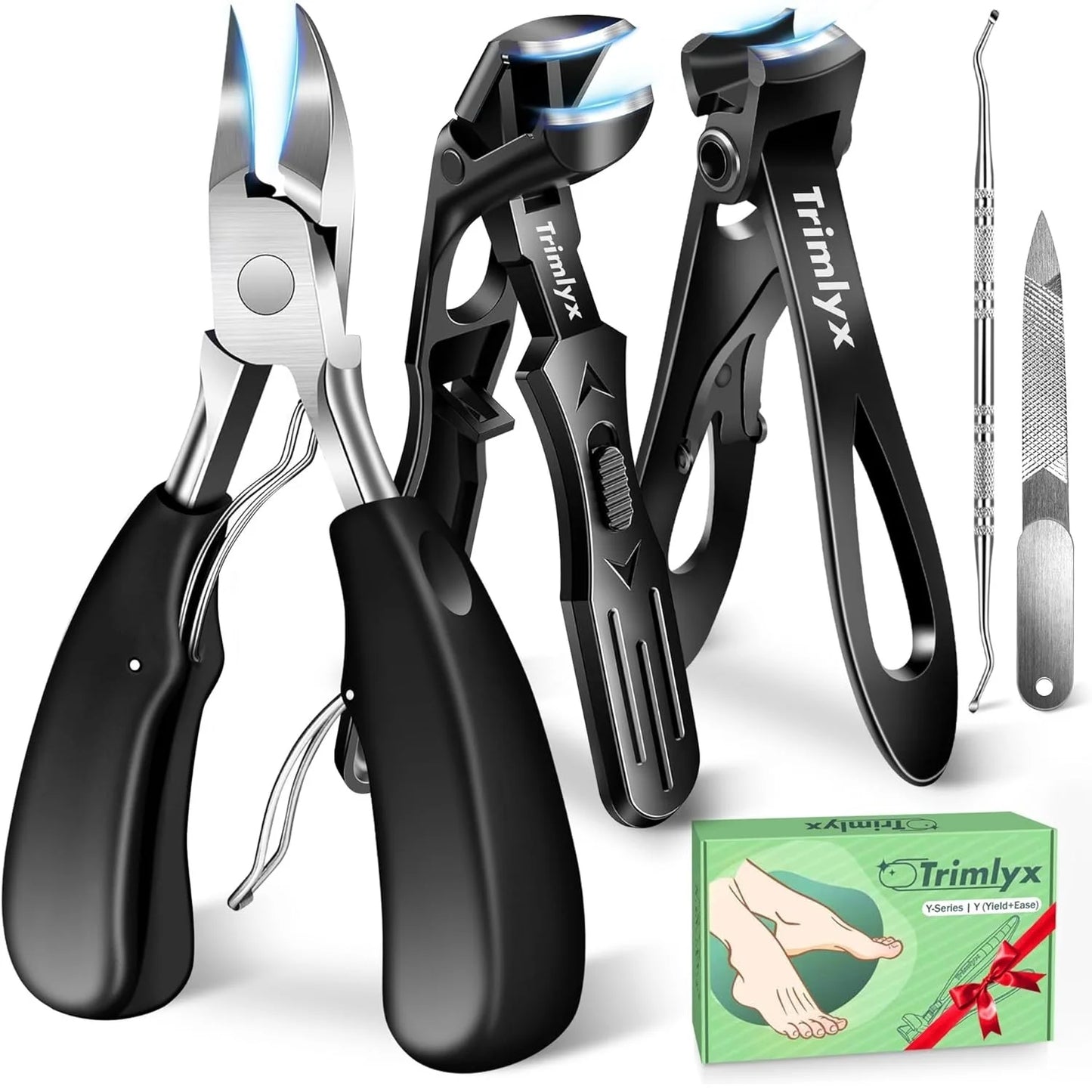 Heavy Duty Toenail Clippers Kit for Thick Toenails Seniors Toe Nail Clippers Upgrade Angled Head Ingrown Large Toe Nail Clippers
