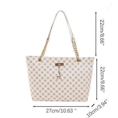 New Presbyopia Handbag Texture Soft Leather Large Capacity Tote Women Bag With Hanging Accessories Shoulder Bag
