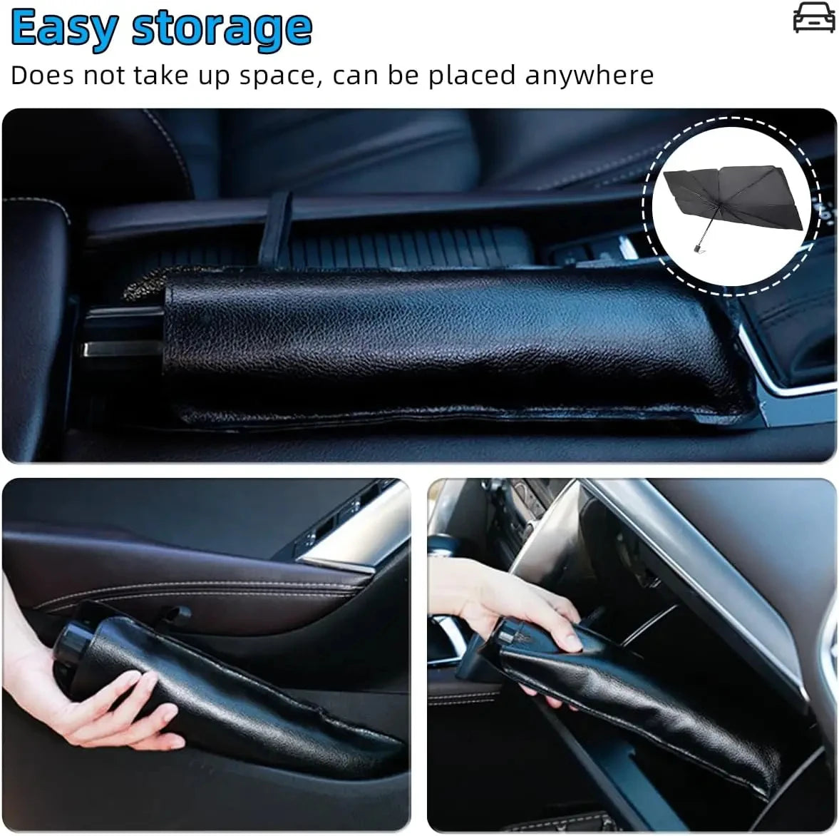 Portable Car Sun Shade Umbrella for Windshield High Shading UV Protection Foldable Front Window Cover Visor Umbrella Accessories