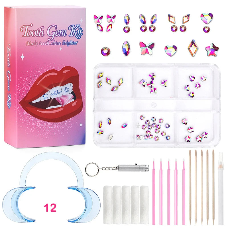 1 Set Professional Tooth Gem Kit Diy Love Horse Eye Crystals Jewelry Kit Teeth Gems Kit Tooth Gems For Teeth Jewelry Starter