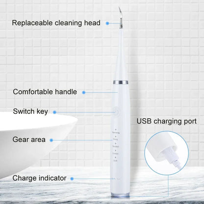 Ultrasonic scaler for teeth cleaning tartar removal plaque removal rechargeable teeth whitening oral care and dental cleaner
