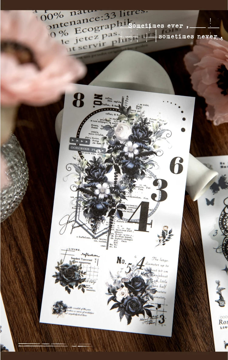 Journal GO 6pcs Flower Shadow Decorative Sticker Fresh Plant Flowers Collage Scrapbooking Label Diy Diary Journal Planner Label
