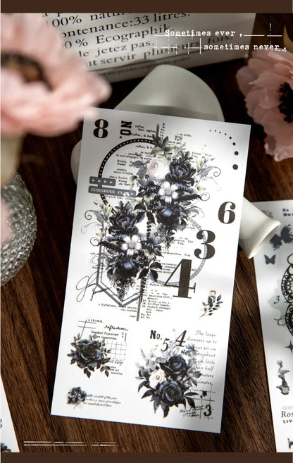 Journal GO 6pcs Flower Shadow Decorative Sticker Fresh Plant Flowers Collage Scrapbooking Label Diy Diary Journal Planner Label