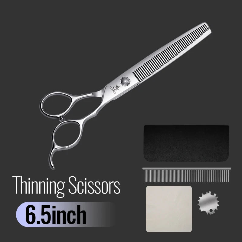 Fenice 6//6.5/7/7.5 Inch Professional Pet Dogs Grooming Scissors Set Straight&Curved &Thinner&Chunker Shear Scissors