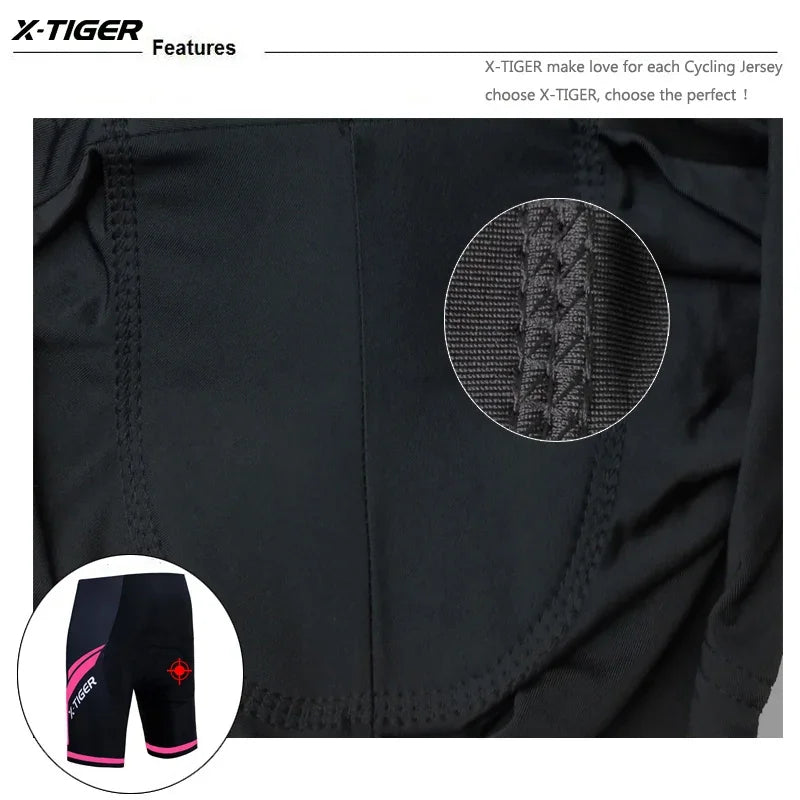 X-TIGER Women Cycling Shorts 5D Gel Padded Shockproof MTB Mountian Bicycle Shorts Road Racing Bike Shorts Summer Outfit Clothing