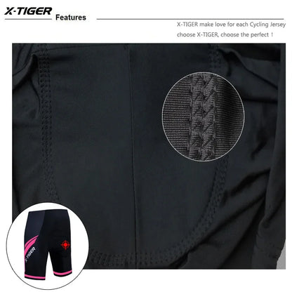 X-TIGER Women Cycling Shorts 5D Gel Padded Shockproof MTB Mountian Bicycle Shorts Road Racing Bike Shorts Summer Outfit Clothing