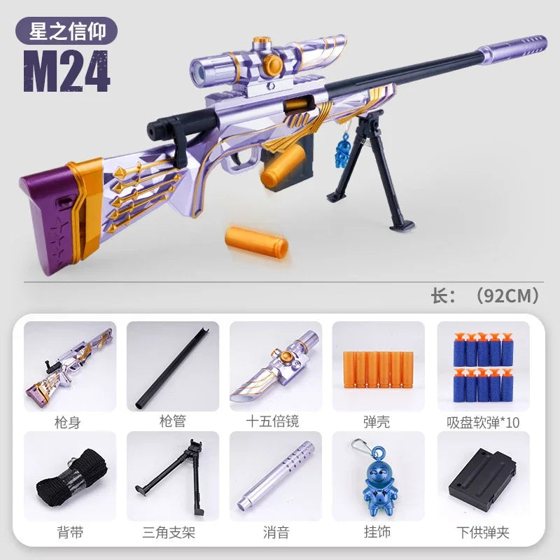 M24 Sniper Rifle Toy Gun Soft Bullet Shooting Manually Loaded Safe for Boys Christmas Gift
