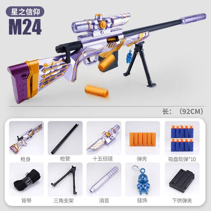 M24 Sniper Rifle Toy Gun Soft Bullet Shooting Manually Loaded Safe for Boys Christmas Gift